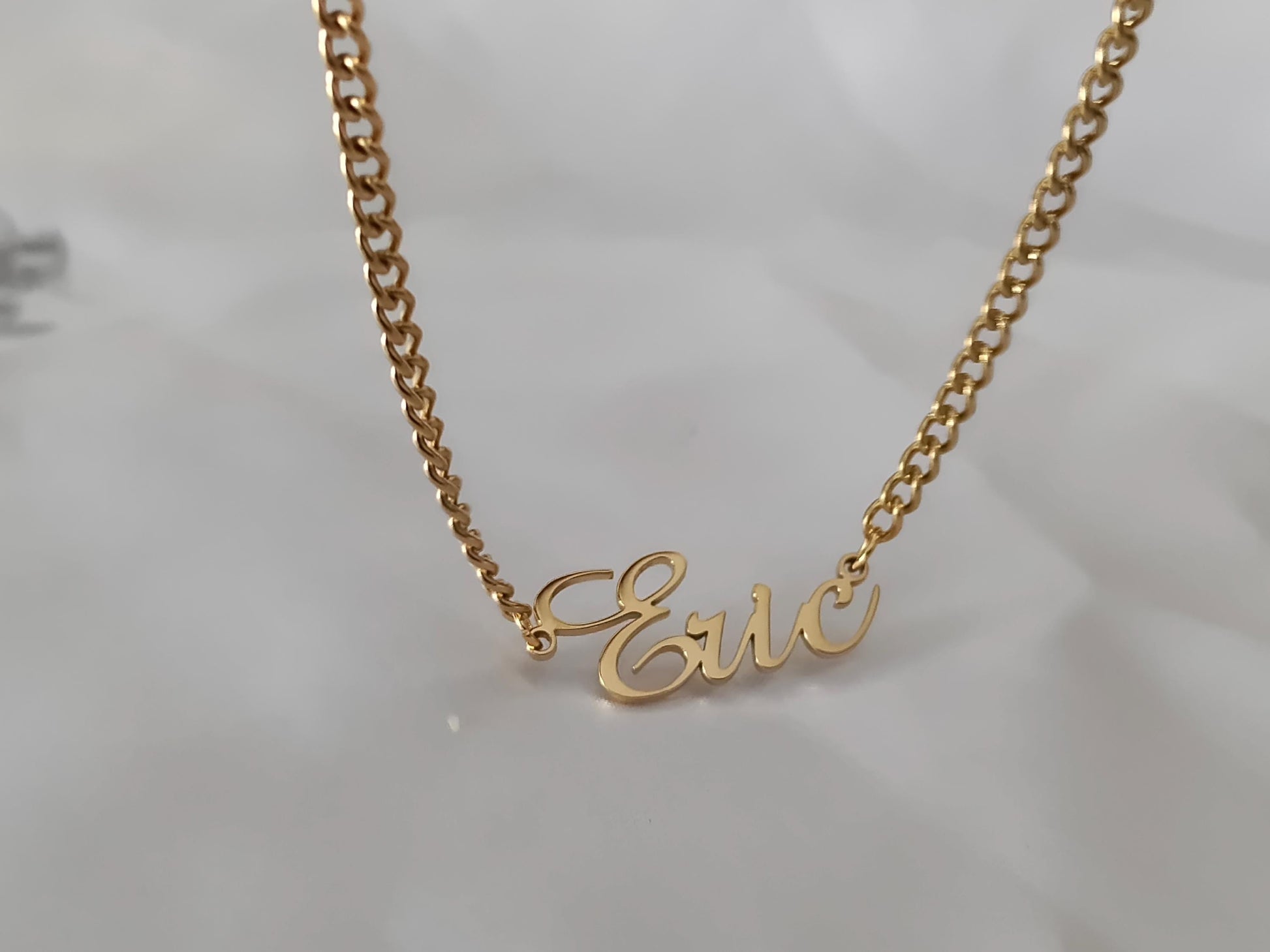 Collar Personalizado con Nombre para Hombre, Acero Inoxidable, Baño de Oro 18K (PVD), 50cm, color No Destiñe regalo para el
