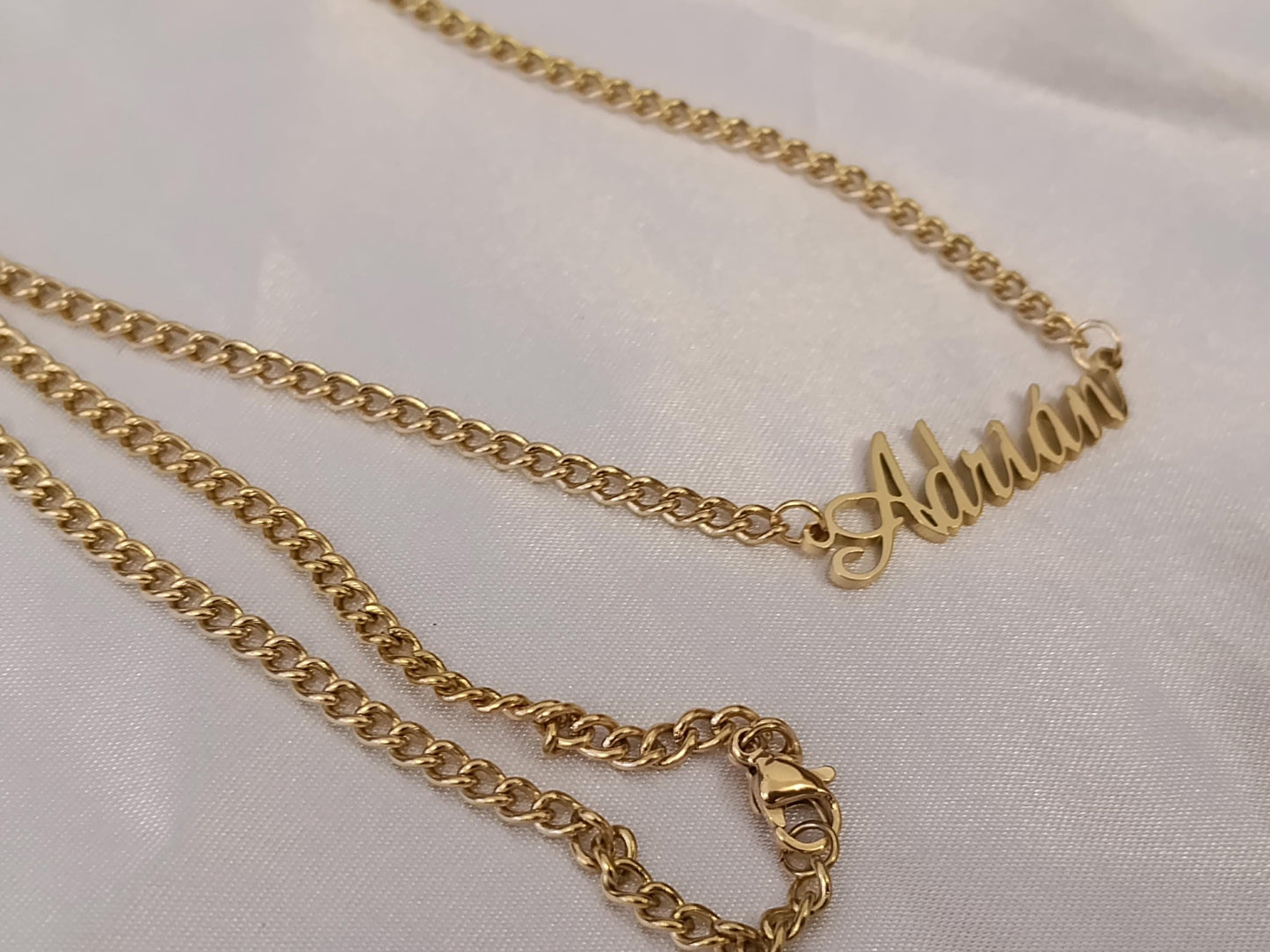Collar Personalizado con Nombre para Hombre, Acero Inoxidable, Baño de Oro 18K (PVD), 50cm, color No Destiñe regalo para el