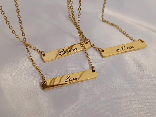 Collar Personalizado con Nombre grabado para mujer,Acero Inoxidable, Baño de Oro 18K (PVD), 45cm, color No Destiñe regalo para el
