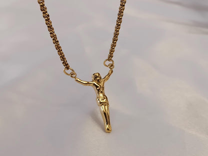 Collar Cruz jesus (45cm) - Acero Inoxidable bañado en Oro 18K regalo para ella