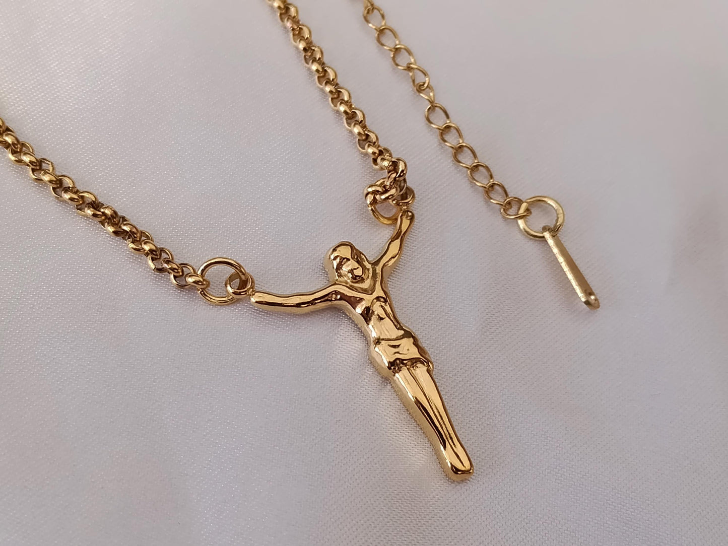 Collar Cruz jesus (45cm) - Acero Inoxidable bañado en Oro 18K regalo para ella