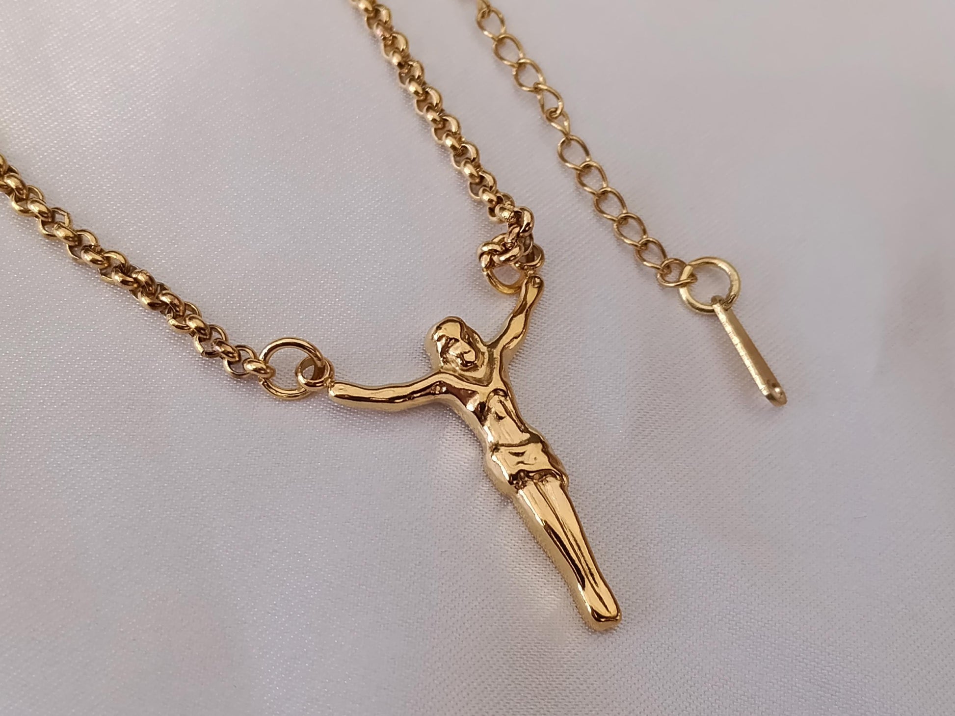 Collar Cruz jesus (45cm) - Acero Inoxidable bañado en Oro 18K regalo para ella