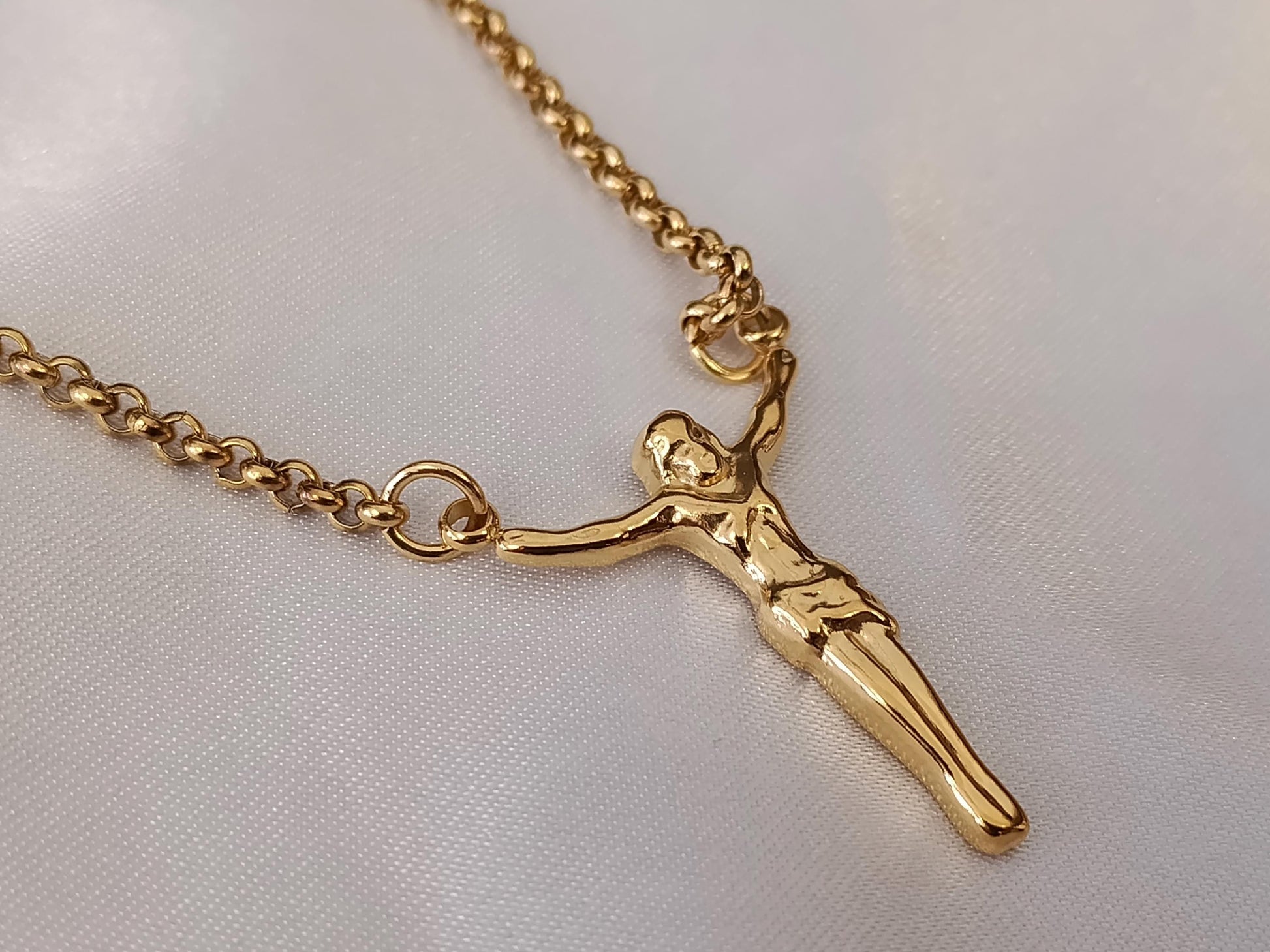 Collar Cruz jesus (45cm) - Acero Inoxidable bañado en Oro 18K regalo para ella