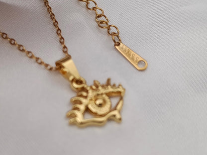 Collar con colgante de ojo de diablo en Oro de 18K (Baño PVD) acero inoxidable- Cadena de 16"+extension 40cm