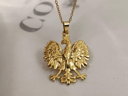 Collar con cogante fenix en acero inoxidable en Oro de 18K (Baño PVD) - Cadena de 16" 40cm mas extension de 5cm regalo para ella