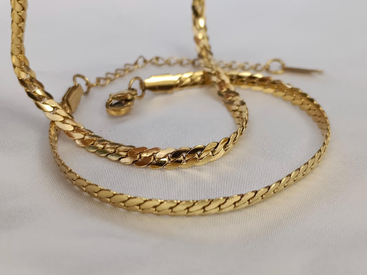 Conjunto de joyas Collar Acero Inoxidable Oro 18 y 40cm + Extensión 5cm 16"+2" con pulsera a juego para mujeres