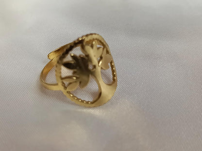 Anillo Abierto Ajustable árbol de la vida Acero Inoxidable - bañado en oro 18K para ella