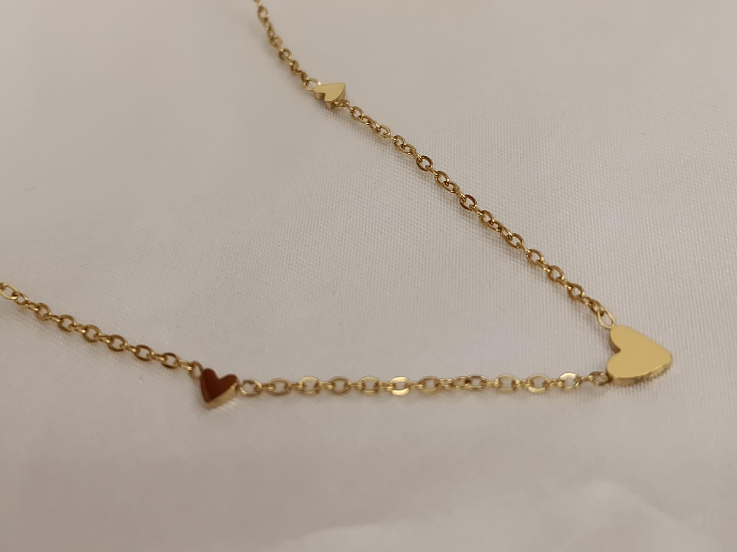 Collar con corazón acero inoxidable oro bañado 18K resistente al agua para mujeres