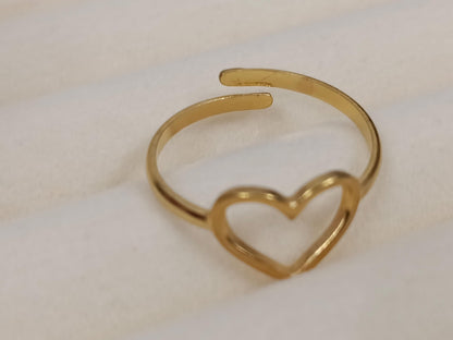 Anillos de corazón, árbol , trébol talla ajustable de acero inoxidable bañado en oro 18K para mujeres