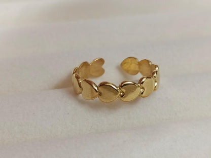 Anillos de corazón, árbol , trébol talla ajustable de acero inoxidable bañado en oro 18K para mujeres