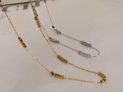 Collar fino de cuentas brillantes acero inoxidable oro bañado 18K para mujeres