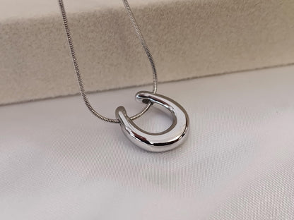 Collar con Colgante Ovalado Pulido en Oro 18K (PVD) - Cadena Serpiente - 16" + 2"/40cm+5cm extension para mujeres