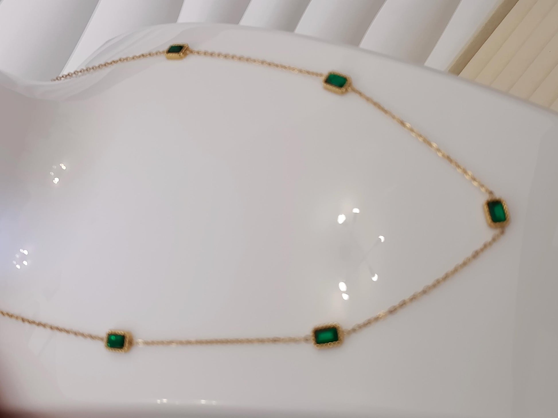Collar con Cuentas de esmeralda verde acero inoxidable bañado en oro 18K para mujeres