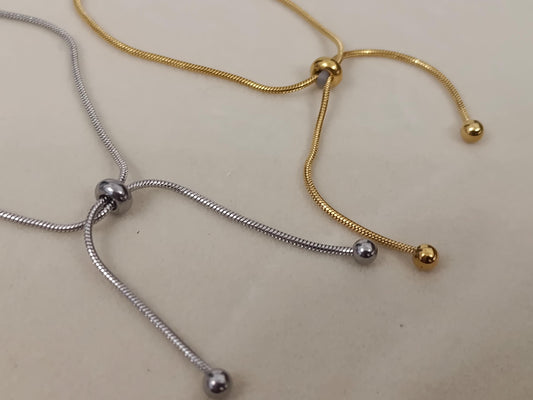 Pulsera con cadena serpiente diseño sencillo ajustable acero inoxidable oro bañado 18K para mujeres