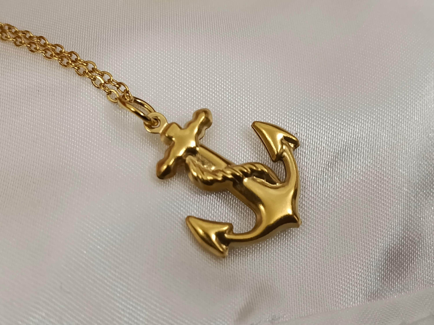 Collar con colgantes de ancla/estrella polar/corazón sagrado acero inoxidable oro bañado 18K para mujeres