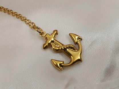 Collar con colgantes de ancla/estrella polar/corazón sagrado acero inoxidable oro bañado 18K para mujeres