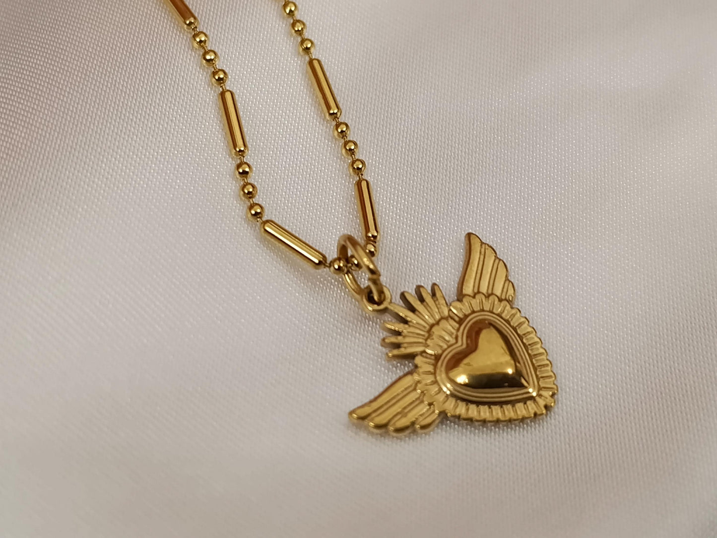 Collar con colgantes de ancla/estrella polar/corazón sagrado acero inoxidable oro bañado 18K para mujeres