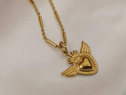 Collar con colgantes de ancla/estrella polar/corazón sagrado acero inoxidable oro bañado 18K para mujeres