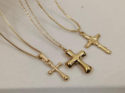 Collar con colgantes de cruz acero inoxidable oro bañado 18K tratado como oro viejo para mujeres