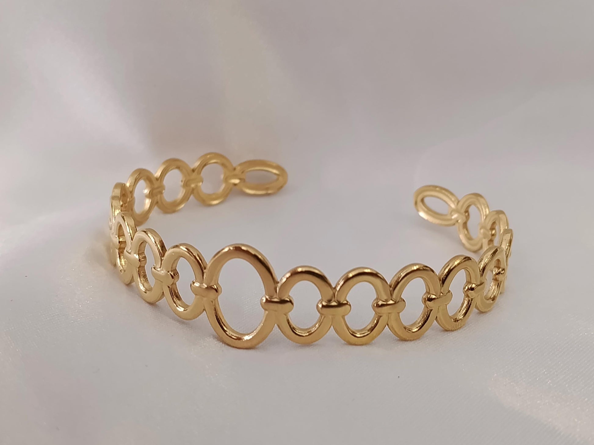 Brazalete pulsera calado ajustable abierto Acero Inoxidable con Baño de Oro 18K regalos para mujeres
