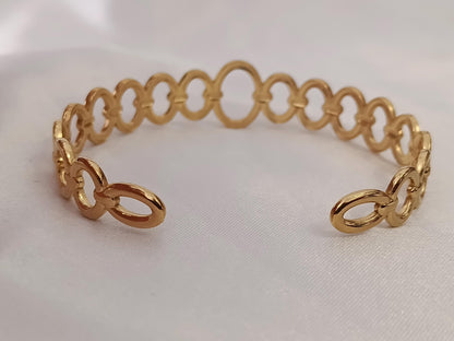 Brazalete pulsera calado ajustable abierto Acero Inoxidable con Baño de Oro 18K regalos para mujeres