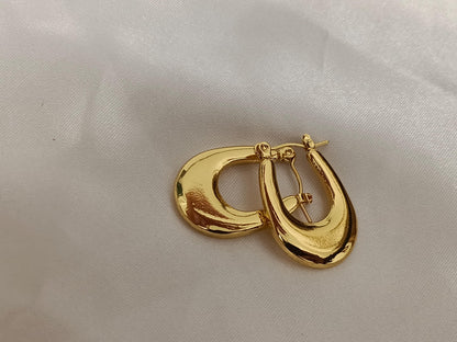 Pendientes de aros Rectangulares, corazón, ovalado, pulidos en Acero Inoxidable con Baño de Oro 18K regalo para ella