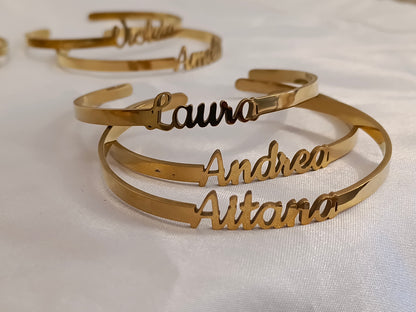 Bracelet prénom personnalisé - Acier inoxydable plaqué or 18 carats (PVD)